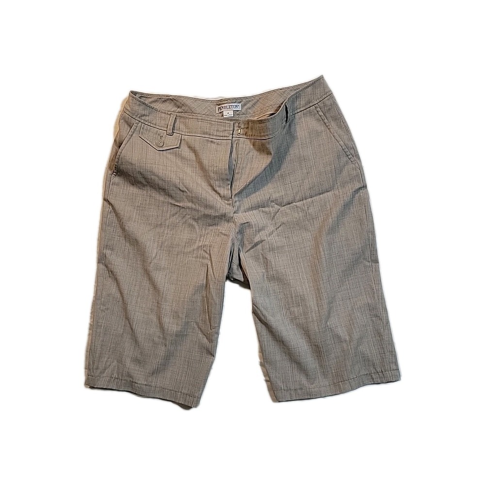 Pendleton Shorts Womens 14 Tan Bermuda Wool Blend Outdoors Hiking Camping